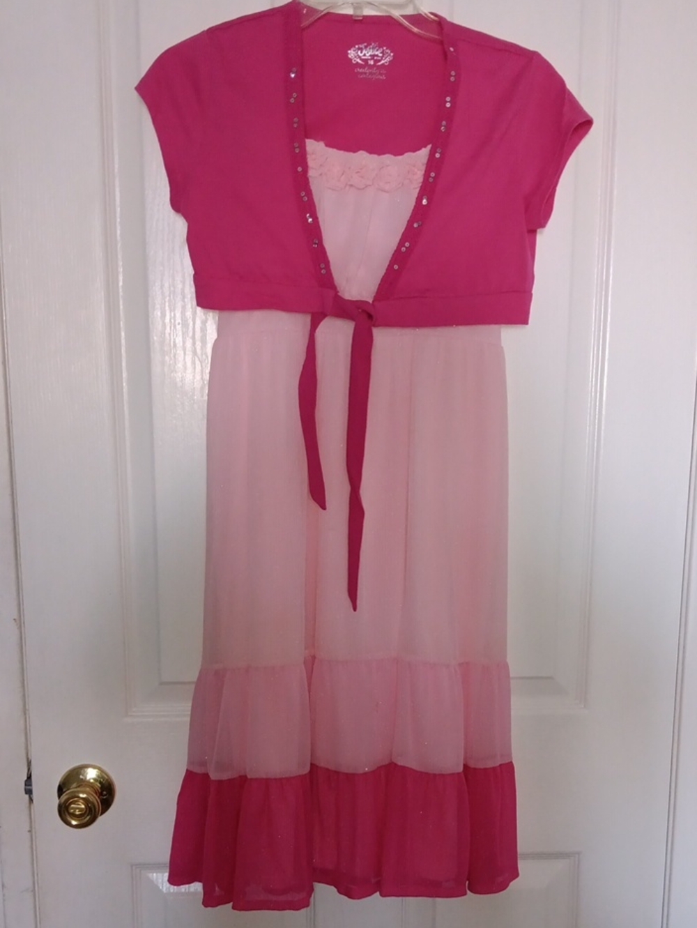 Girls Pink Layered Princess Dress with Bolero